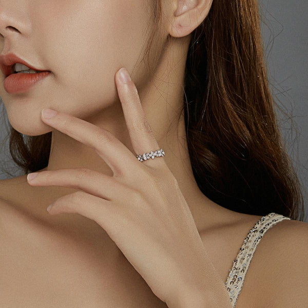 S925 Sterling Silver Pink Wreath Women Ring, Size:7