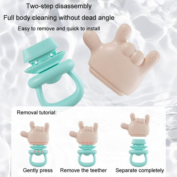 Baby Rattle Teether Soothing Teething Stick Anti-Eating Silicone Toy, Color: Yeah Gesture Cyan