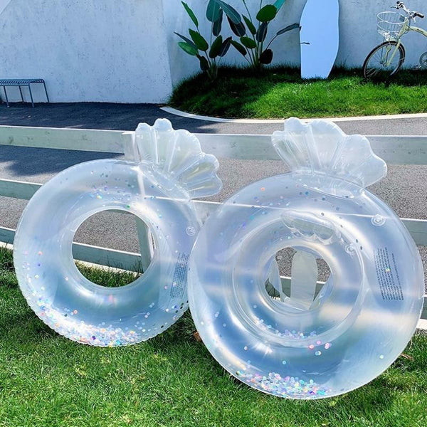 Children Adult Cartoon Inflatable Swimming Ring, Pattern: Sequin Silver Fish Tail Ring