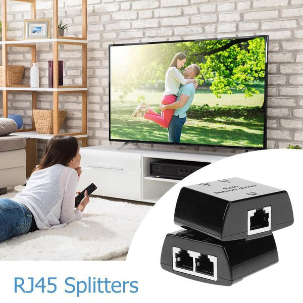 RJ45 to 2 x RJ45 Ethernet Network Coupler Thunder Lightning Protection (White)