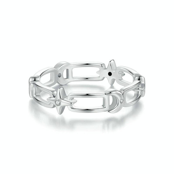 S925 Sterling Silver Star Moon Ring(No. 6)