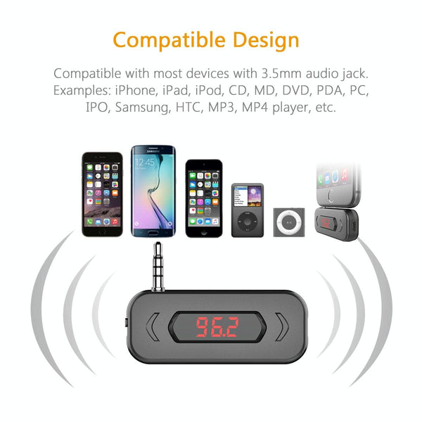 Doosl DSER116 Multifunctional Car FM Transmitter Wireless Music Receiver with 3.5mm Jack & LCD Display, Support Hands-free Call(Black)