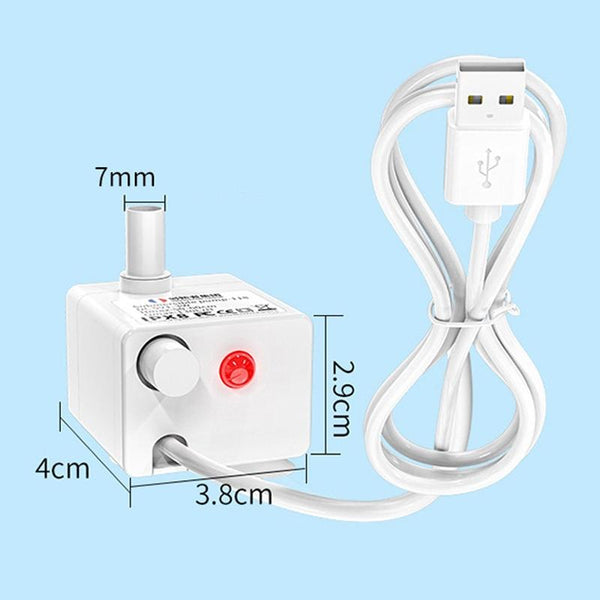 Innovator Group USB Pet Water Dispenser Pump 5V Mute Micro Brushless DC Water Pump No Water Power Off+2m Pipe