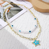 Angel Eyes Pendant Layered Necklace, Model: N2210-2 Double-layer Pentagon Pendant