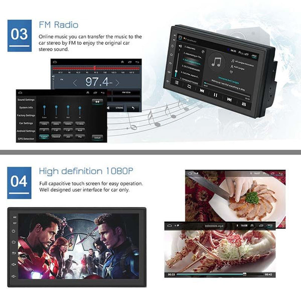 A2222KT 7 Inch Android Navigation WiFi Version 1+32G GPS Bluetooth 2.5D Screen Car Central Control MP5 Player, Style: Standard+8Lights Camera
