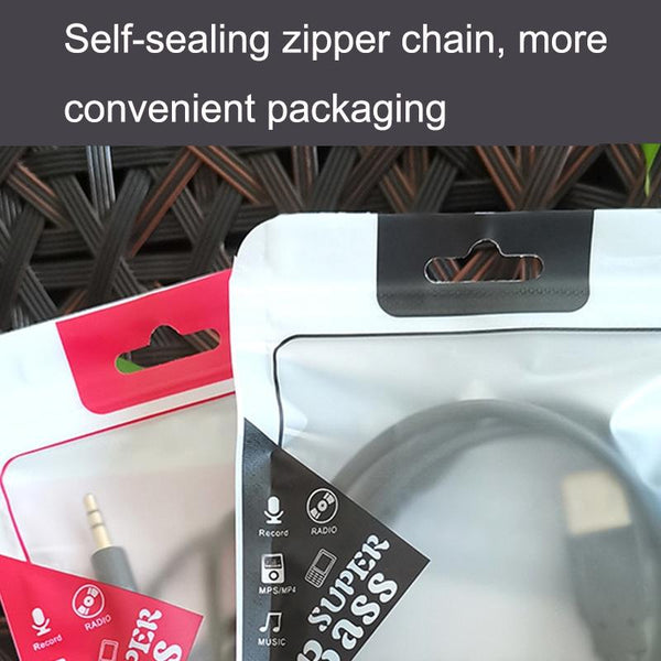 100PCS Headphone Data Cable Self-sealing Packaging Bag Pearl Zipper Bag(Red)