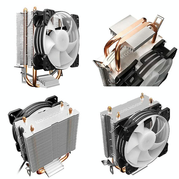 COOLMOON Frost Double Copper Tube CPU Fan Desktop PC Illuminated Silent AMD Air-Cooled Cooler, Style: P22 Streamline Edition Double Fan