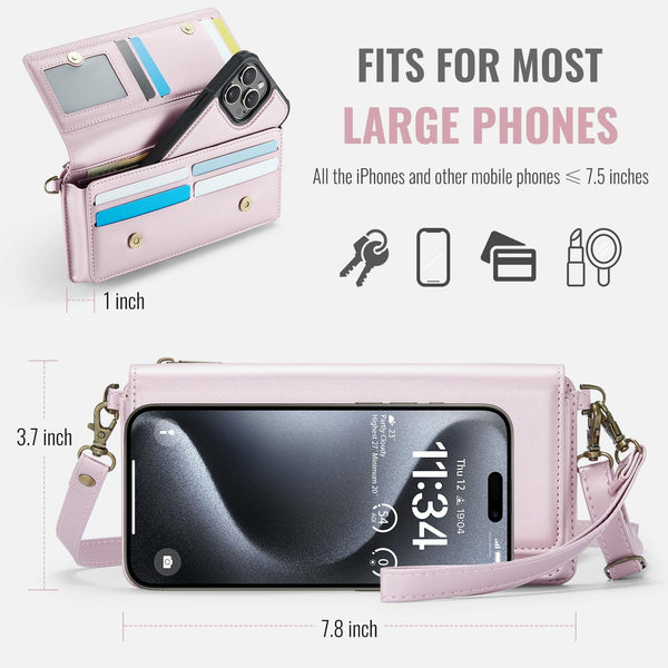 CaseMe Me30 Multi Functional Diagonal Cross Bag Phone Case(Pink)