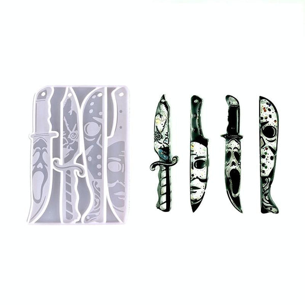 DIY Ghostface Dagger Halloween Crystal Drop Mold, Style: 2952(Transparent)