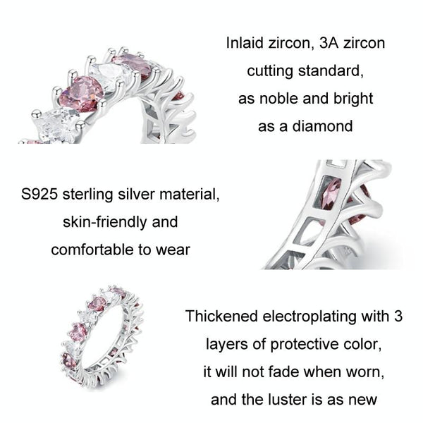 BSR348 Sterling Silver S925 Geometric Brilliant Heart Zircon Ring(No.8)