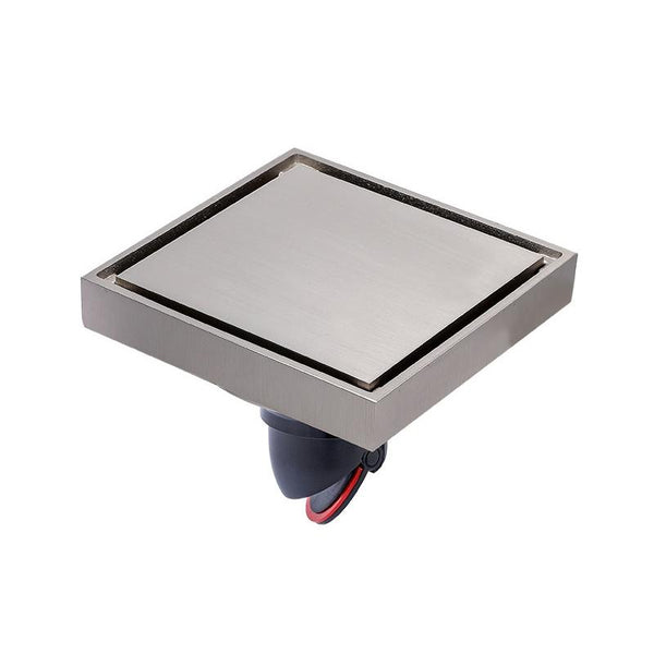 Bathroom Large Displacement Anti-odor Floor Drain, Style: K8014 Nickel Brushes+Black Straight Row