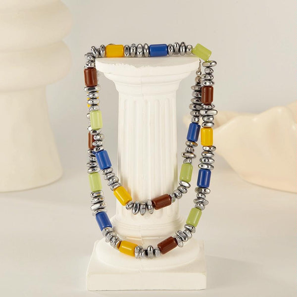 OPK GX2418 Black Gallstone Resin Stainless Steel Jewelry