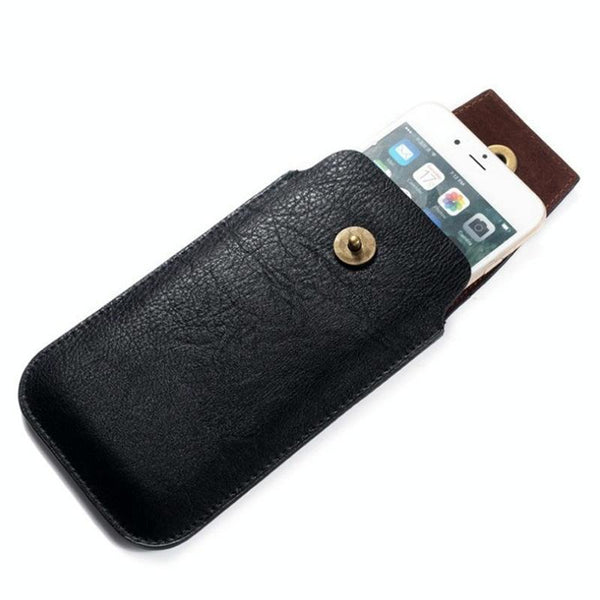 Mobile Phone Leather Waist Bag Holster Pouch L 6.7 Inch Brown
