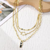 N2209-10 Five-star Three-layer Ladies Metal Temperament Necklace Clavicle Chain