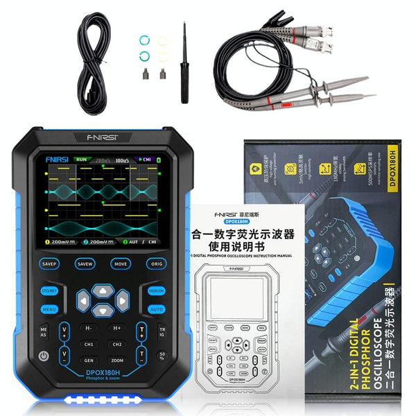 FNIRSI 2 In 1 Small Handheld Fluorescence Digital Dual-Channel Oscilloscope, US Plug(Blue)