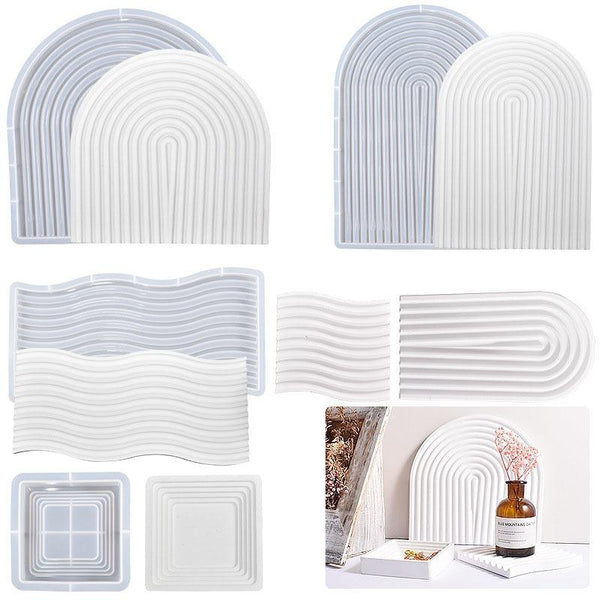 Epoxy Resin Mold Gypsum Candle Stand Arch Storage Tray Silicone Mold, Spec: U Shape Large