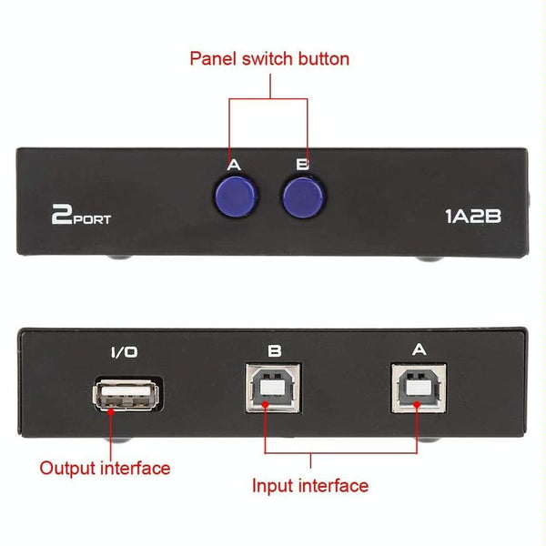 2 Port USB Data Switch(Black)