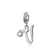 S925 Sterling Silver 26 English Letter Pendant DIY Bracelet Necklace Accessories, Style:V