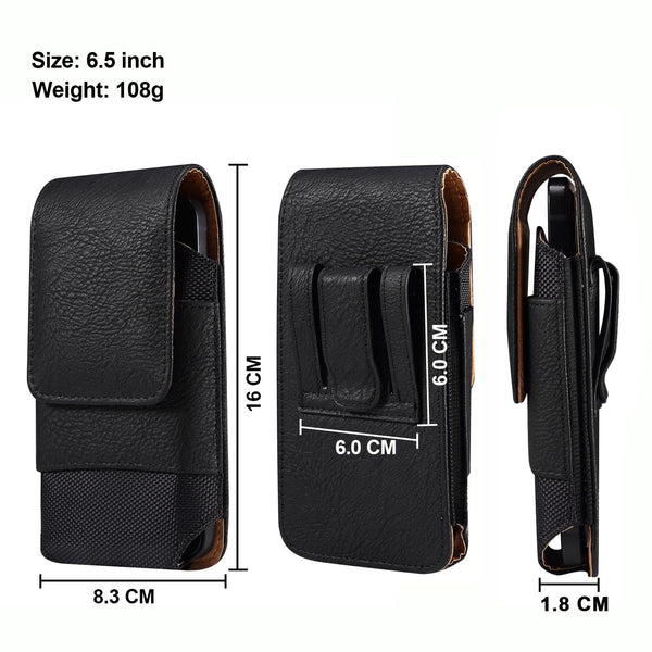 For 6.5 inch Mobile Phone Cowhide Texture Oxford Cloth Waist Bag(Black)
