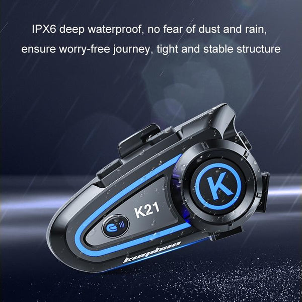 KUQIBAO Motorcycle Helmet Long-lasting Waterproof Bluetooth Headset with Light(Hard Microphone)
