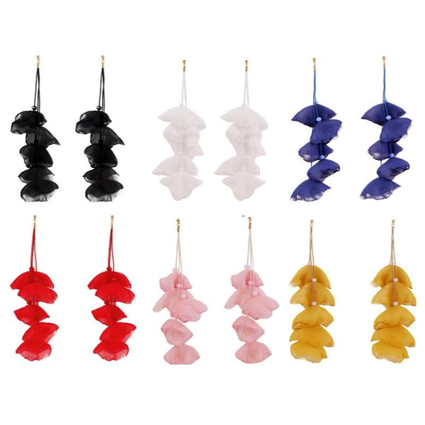 Long Exaggerated Fabric Art Handmade Petal Earrings, Color: E1908-30 Yellow