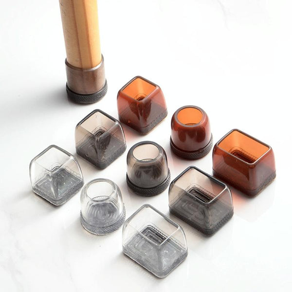 4pcs / Set Thickened Wear-Resistant Table And Chair Leg Covers Household Quiet Non-Slip Stool Foot Protector, Style: Large Round Light Brown