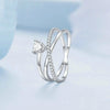 BSR336 Sterling Silver S925 Simple White Gold Plated Zirconia Multi-layered Ring(No.6)