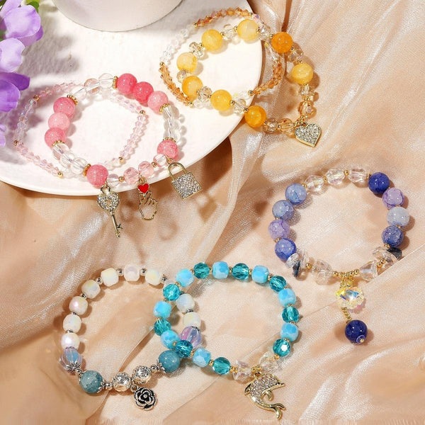 S2203-3 Violettogenic Crystal Beaded Bracelet Ladies Natural Crystal Bracelet