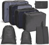 8 In 1 Beam Mouth Travel Storage Bag Set Folding Storage Bag( Black)
