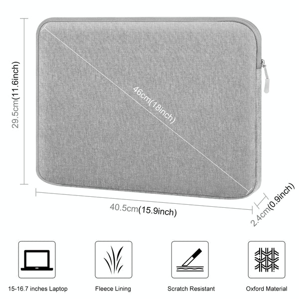 HAWEEL 16 inch Laptop Sleeve Case Zipper Briefcase Bag for 15-16.7 inch Laptop(Grey)