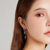 S925 Sterling Silver Long Tassel Shining Cross Women Earrings