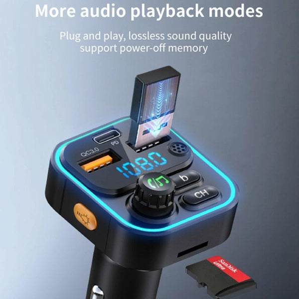 WEKOME WP-C52 Pop Digital Series MP3 Wireless Fast Charging Car Charger(Black)