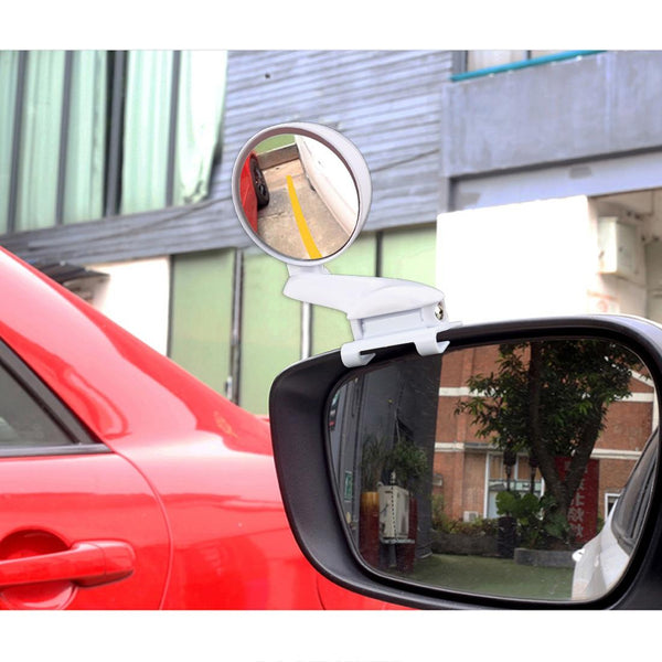3R-094 Auxiliary Rear View Mirror Car Adjustable Blind Spot Mirror Wide Angle Auxiliary Rear View Side Mirror for Left Mirror(White)