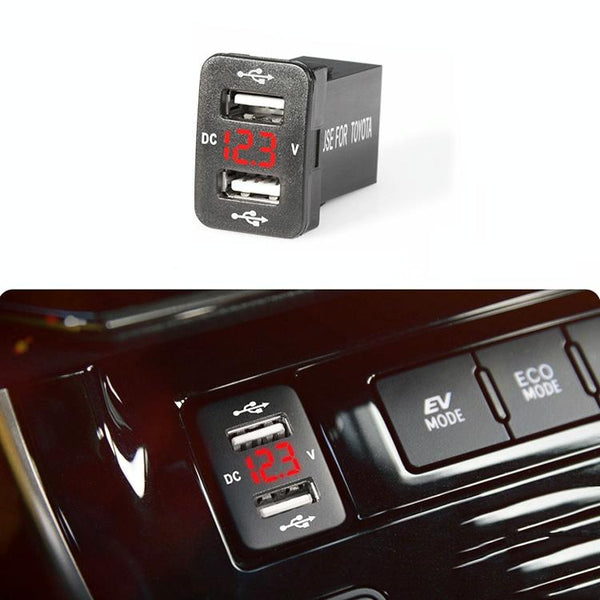 Car Charger Original Hole Non-Destructive Modification Of Dual Usb Car Charger With Line Suitable For Toyota(FTWU Red Light)
