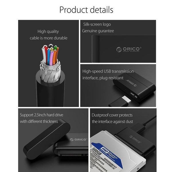 ORICO 20UTS-U3 USB 3.0 to SATA Hard Drive Adapter Cable Converter for 2.5 inch HDD / SSD, Support OTG Function(Black)