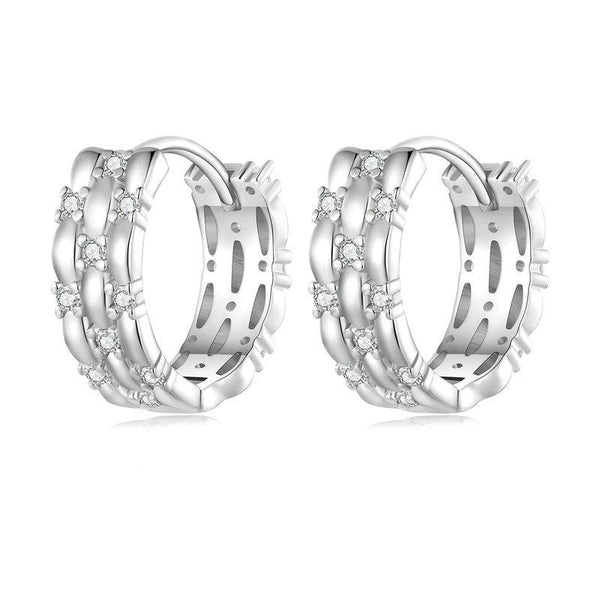 BSE786 Sterling Silver S925 Zircon Plated Platinum Earrings
