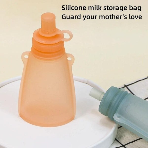 120ml Reusable Silicone Baby Food Pouches Refillable Squeeze Storage Containers(Orange)