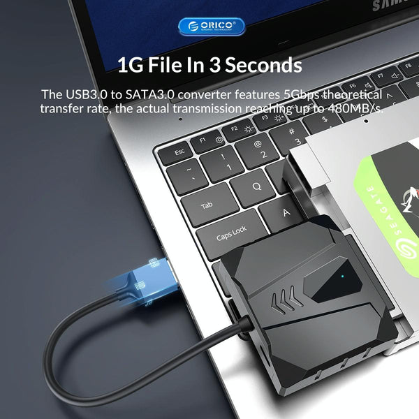 ORICO UTS2 USB 3.0 2.5-inch SATA HDD Adapter with 12V 2A Power Adapter, Cable Length:1m(EU Plug)