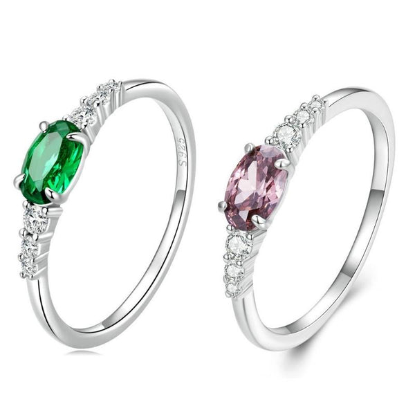 Sterling Silver S925 Zircon Ring Platinum Plated Ring, Size: No.7(BSR265-VT)