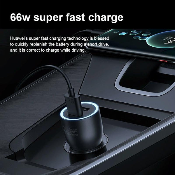 Original Huawei P0006 Dual USB Interface Super Fast Charging Car Charger (Max 66W) (Black)