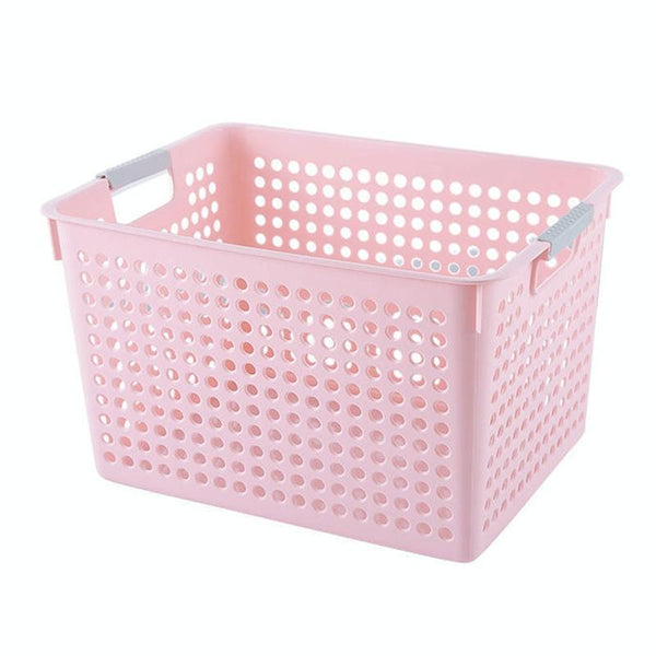 Plastic Storage Basket Desktop Sundry Organizer Frame Toys Kitchen Snacks Storage Box, Style: Deep Large Pink