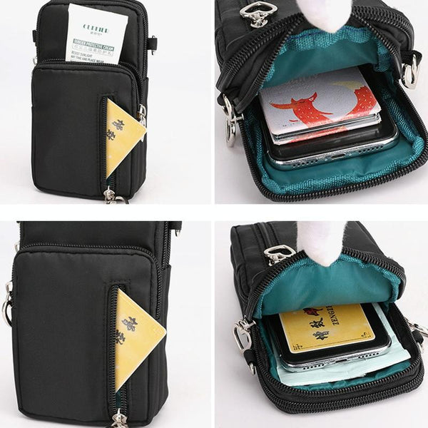 Crossbody Mobile Phone Bag Vertical Wallet Wrist Pouch With Arm Band for Women, Style: Rose Red