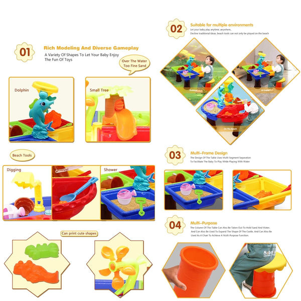 Outdoor Sandy Beach Table Toys Set for Kids(Tree and Square Table)