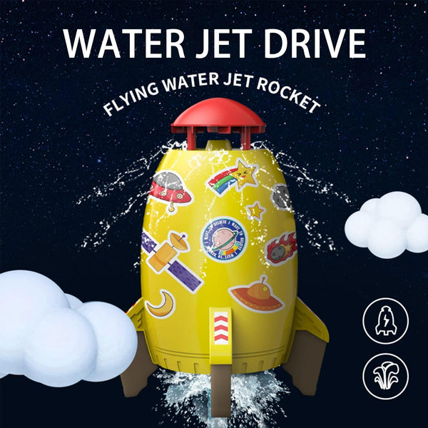Rotating Sprinkler Flying Children Water Toys, Color: Yellow Rocket + 2 Joints + 5m Tube
