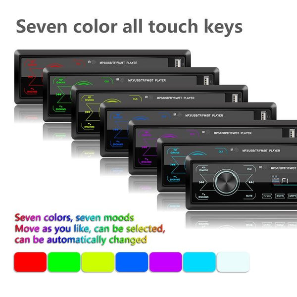 A2818 Car Bluetooth Speakerphone Car MP3 Player Function Touch Double U Disk Colorful Lights Radio, Specification: Standard+8G Memory Card