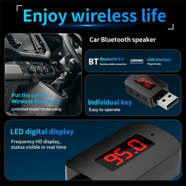 M10 Car Digital Display FM Radio USB Bluetooth Adapter Wireless Audio Receiver