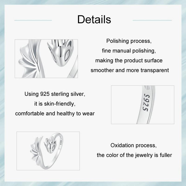 S925 Sterling Silver Flying Dragon Open Adjustable Ring(SCR1017-E)