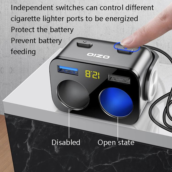 Ozio Car Charger Cigarette Lighter Conversion Plug, Model: Y48QA Black All Agreement Flash Charge