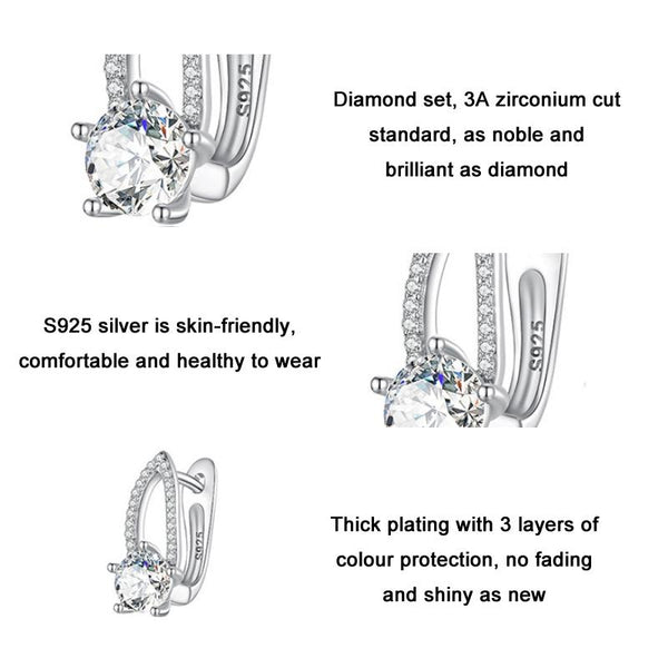 BSE732 Sterling Silver S925 White Gold Plated Zirconia Hollow Line Earrings