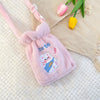 Plush Embroidery Washable Can Be Crossbody Water-Filled Warm Water Bag Pink Bunny+Strap